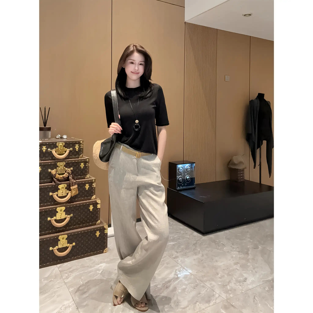 High-Waist Straight-Leg Pants, Relaxed Proportion
