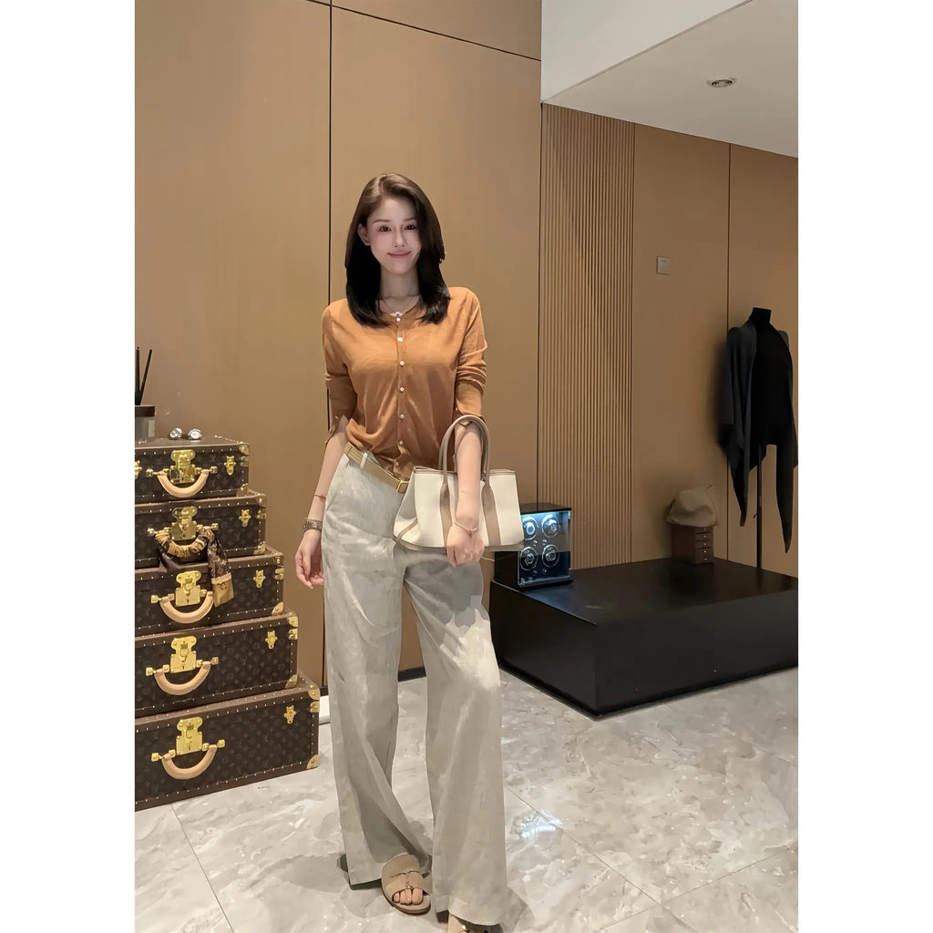 High-Waist Straight-Leg Pants, Relaxed Proportion