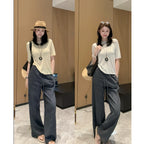 Relaxed Wide-Leg Striped Pants with French Ease