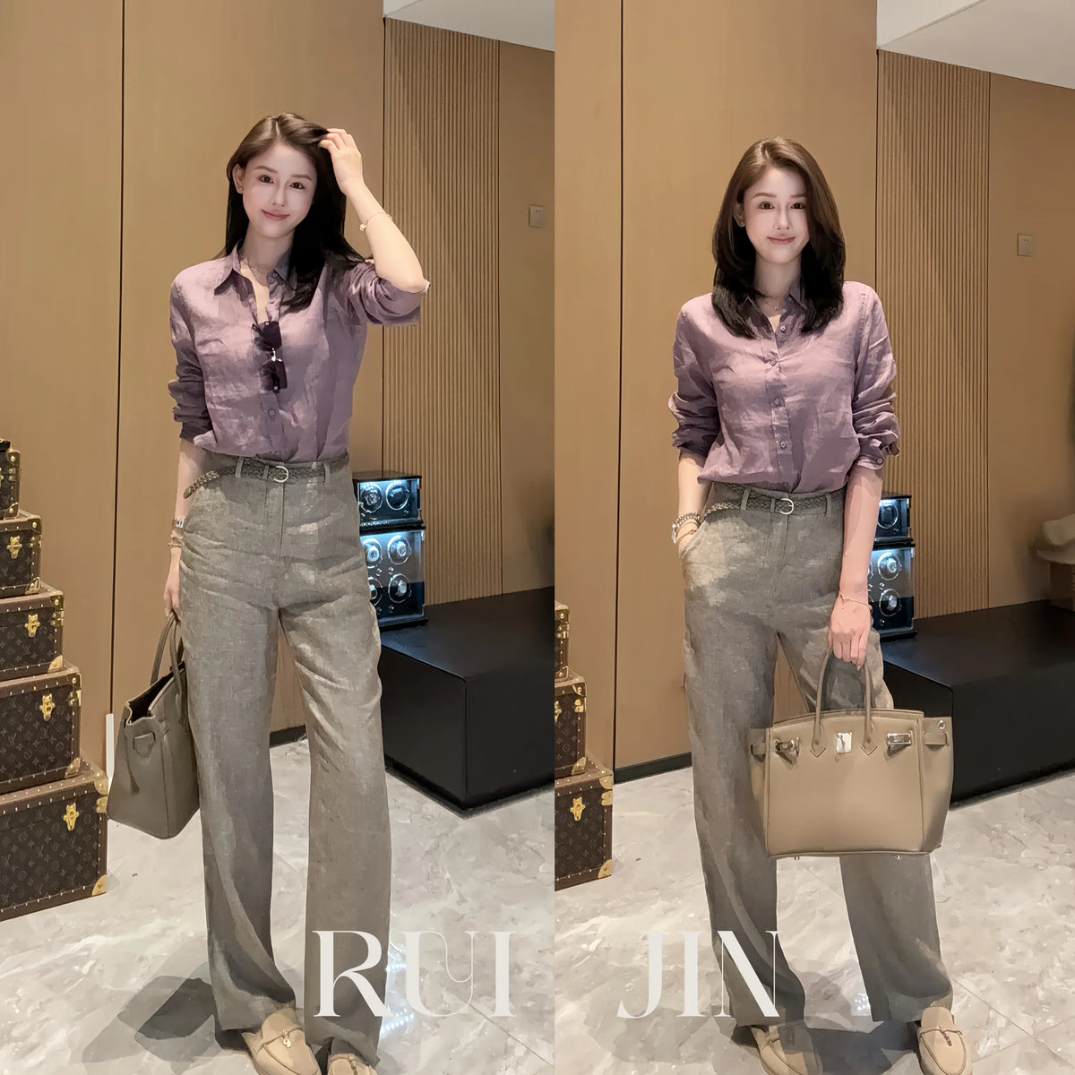 Italian-Tailored High-Waist Straight-Leg Trousers