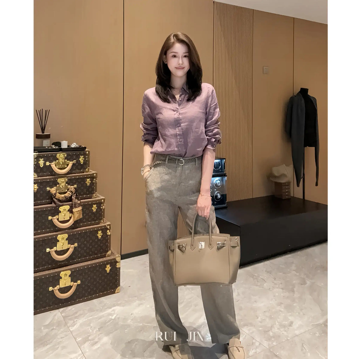 Italian-Tailored High-Waist Straight-Leg Trousers