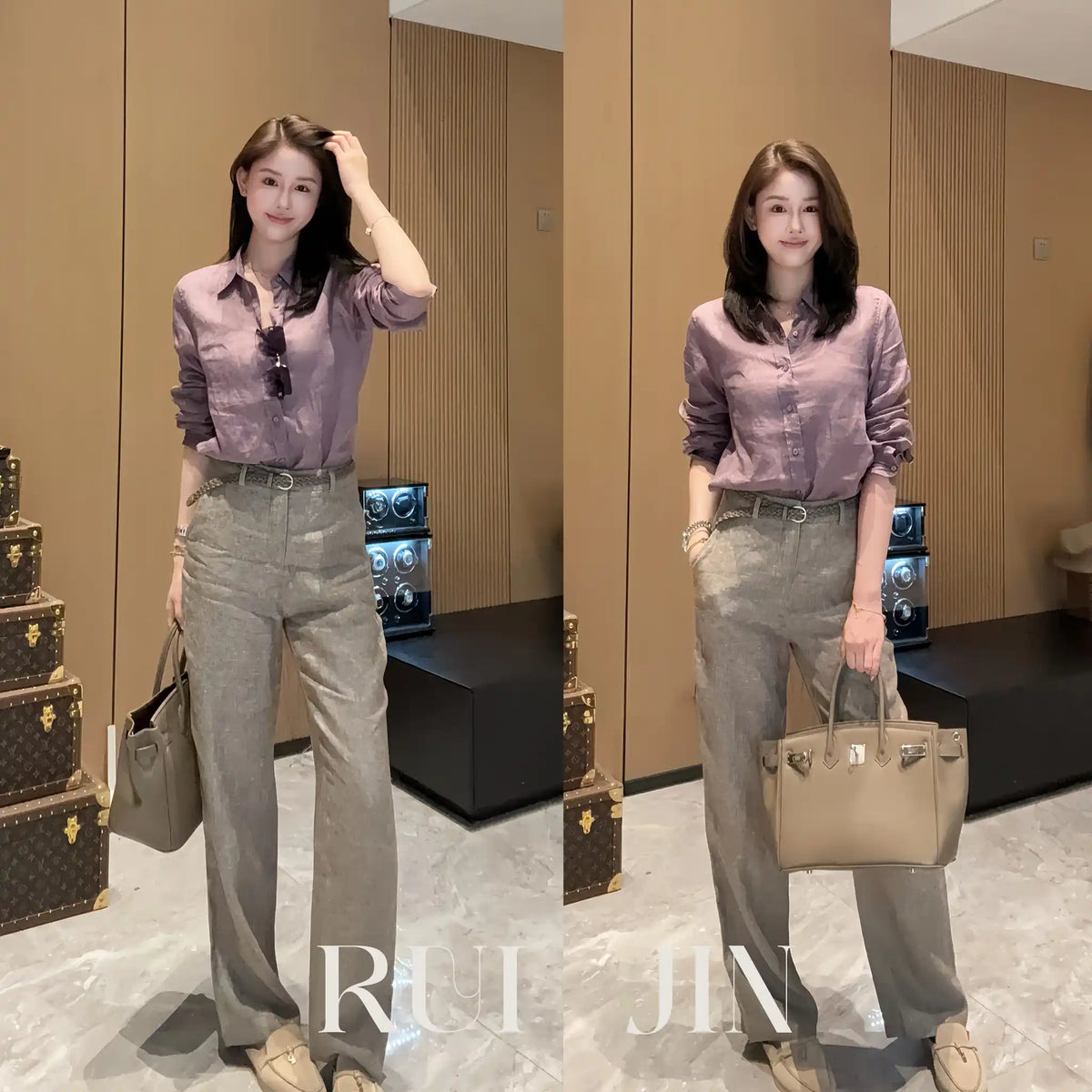 Italian-Tailored High-Waist Straight-Leg Trousers