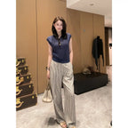 Relaxed Striped Wide-Leg Pants with High Waist