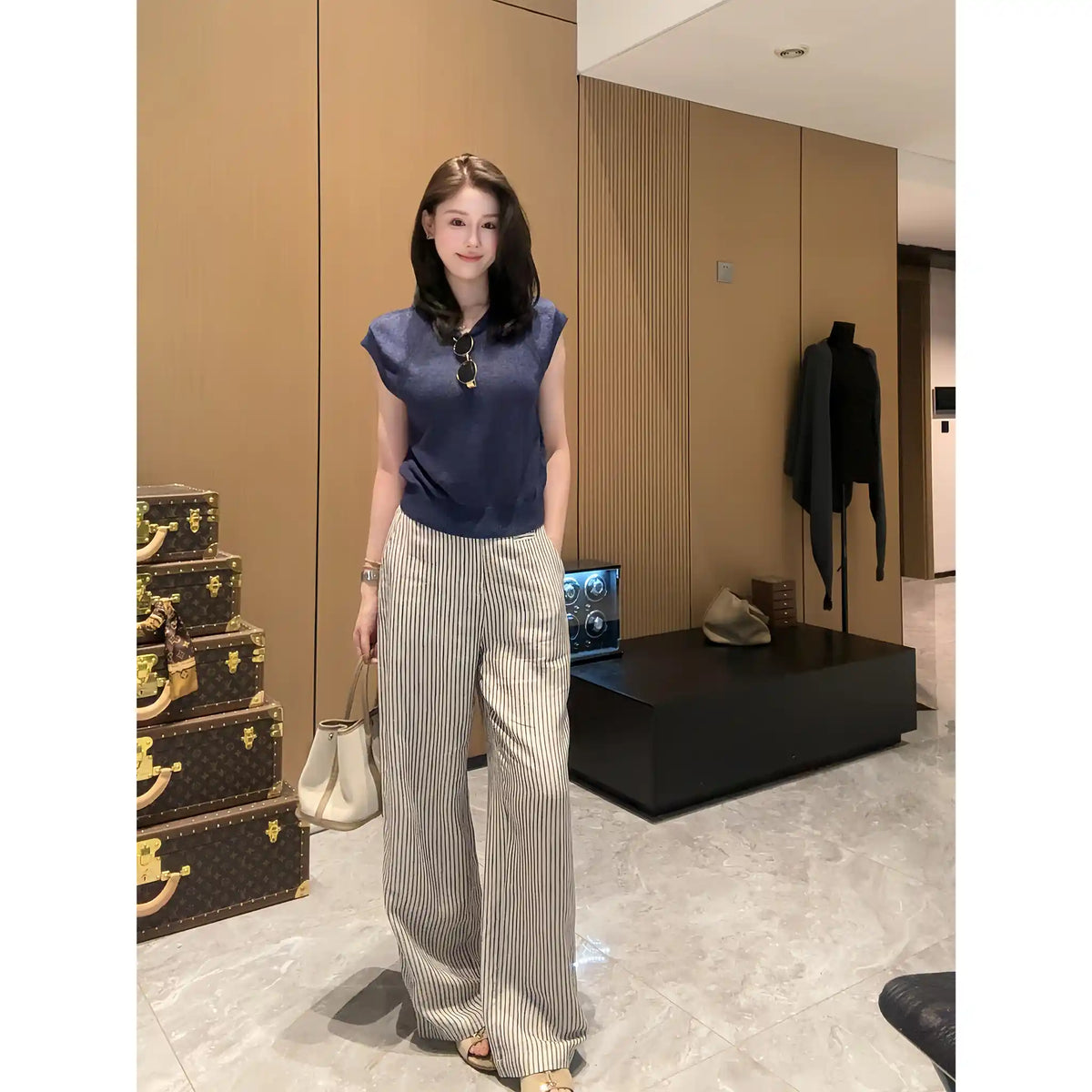 Cap-Sleeve Crew Knit Top for Cool Summer Days