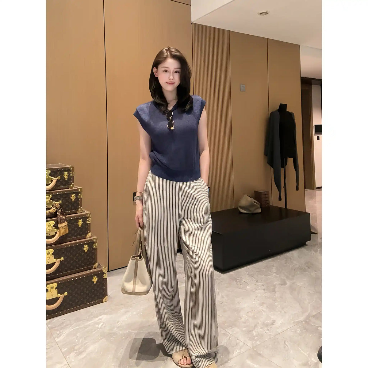 Cap-Sleeve Crew Knit Top for Cool Summer Days