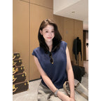 Cap-Sleeve Crew Knit Top for Cool Summer Days