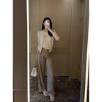High-Waist Straight-Leg Trousers with Pockets