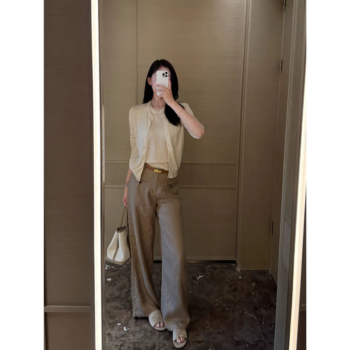 High-Waist Straight-Leg Trousers with Pockets