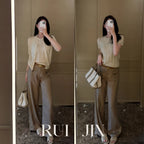 High-Waist Straight-Leg Trousers with Pockets