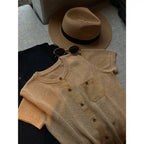 Button-Front Crew Neck Knit Cardigan for Layering