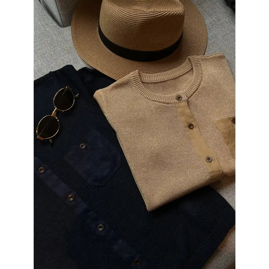 Button-Front Crew Neck Knit Cardigan for Layering