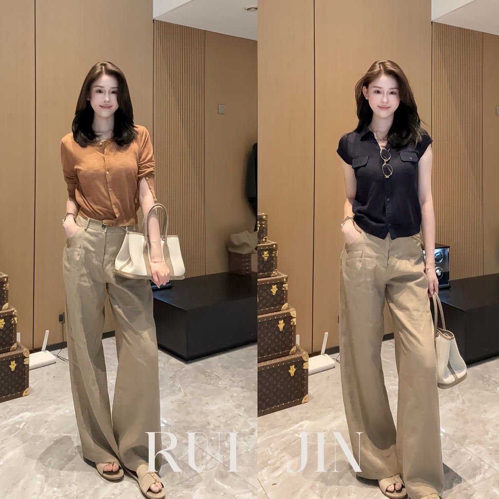 High-Waist Wide-Leg Pants with Fluid Drape