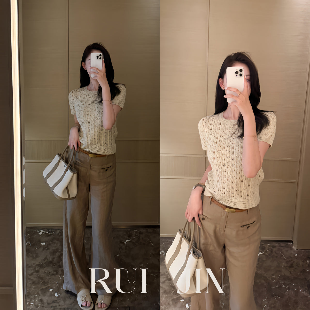 Cotton Cable‑Knit Crew Neck Short‑Sleeve Fitted Top